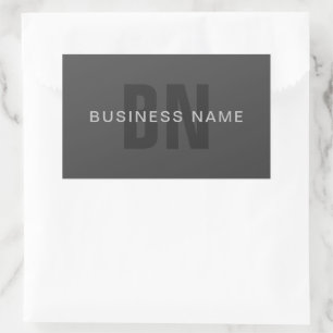 Modern Dark Grey Editable Monogram Design Template Rectangular Sticker