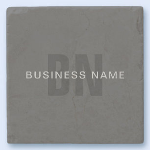 Modern Dark Grey Editable Monogram Design Template Stone Coaster