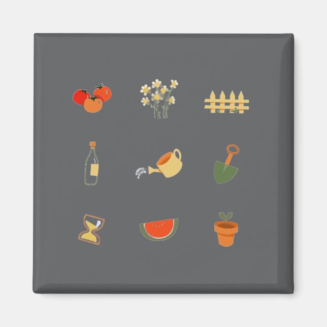 Modern dark grey garden magnet  (Front)
