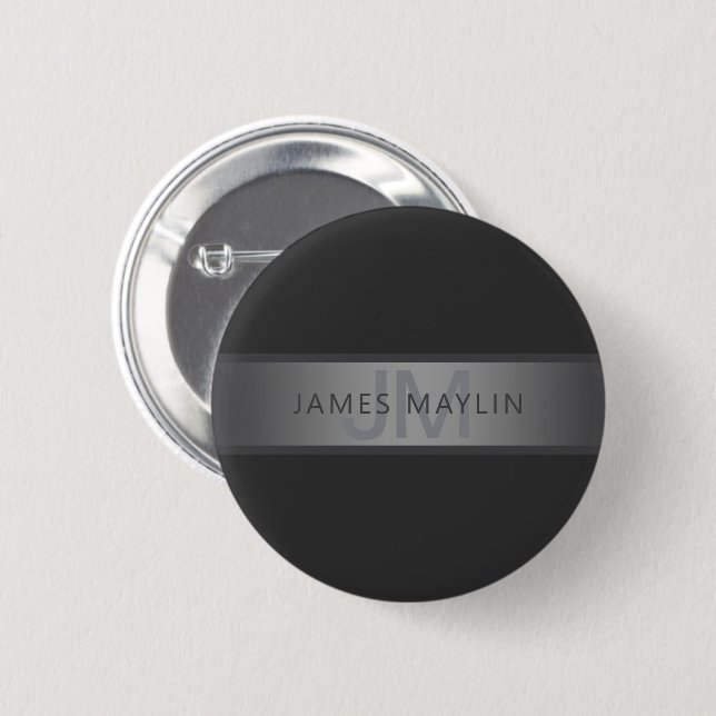 Modern Dark Grey Gradient Name or Business Name  6 Cm Round Badge (Front & Back)