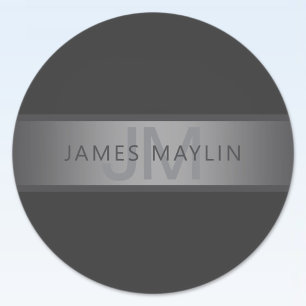 Modern Dark Grey Gradient Name or Business Name Classic Round Sticker