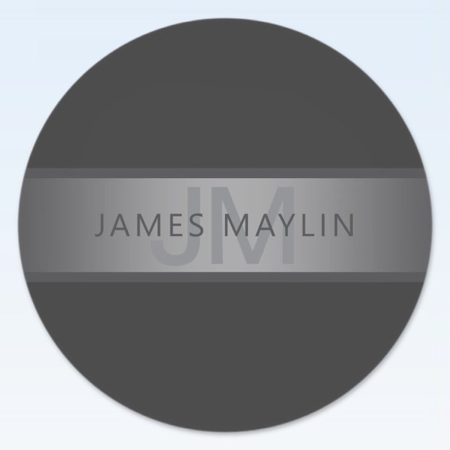 Modern Dark Grey Gradient Name or Business Name  Classic Round Sticker (Creator Uploaded)