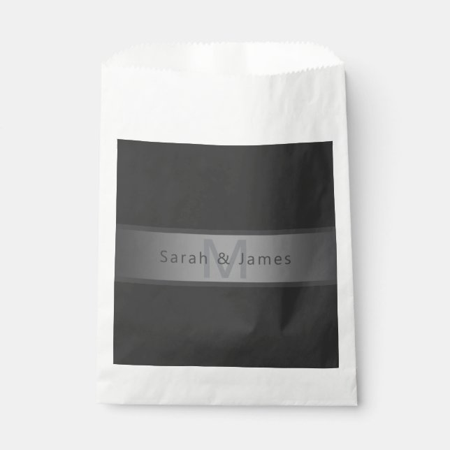 Modern Dark Grey Gradient Name or Business Name  Favour Bags (Front)