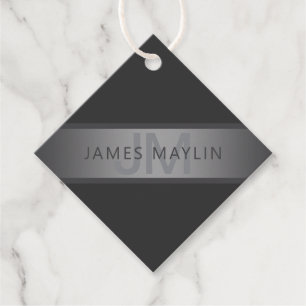 Modern Dark Grey Gradient Name or Business Name  Favour Tags