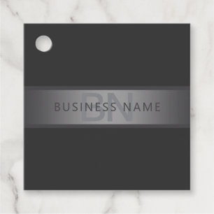 Modern Dark Grey Gradient Name or Business Name Favour Tags