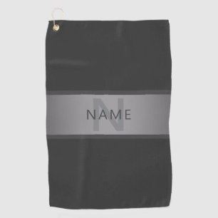 Modern Dark Grey Gradient Name or Business Name Golf Towel