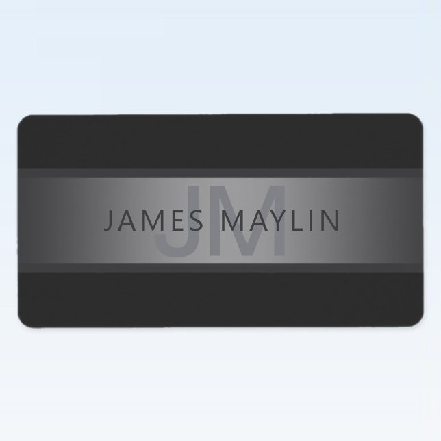 Modern Dark Grey Gradient Name or Business Name  Label (Creator Uploaded)