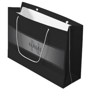 Modern Dark Grey Gradient Name or Business Name Large Gift Bag