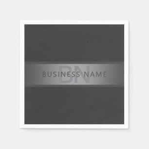 Modern Dark Grey Gradient Name or Business Name Napkin