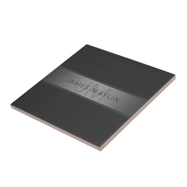 Modern Dark Grey Gradient Name or Business Name  Tile (Side)