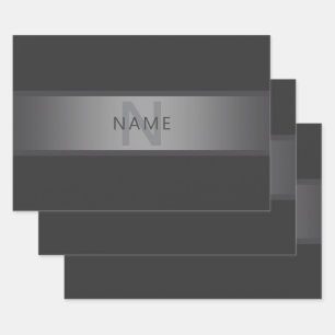 Modern Dark Grey Gradient Name or Business Name  Wrapping Paper Sheet