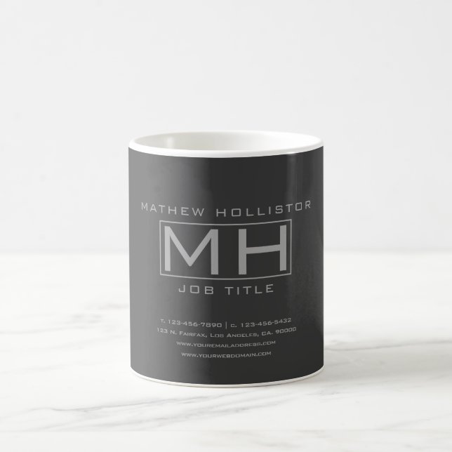 Modern Dark Grey & Grey Professional Coffee Mug (Center)