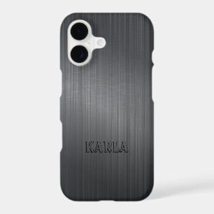 Modern Dark Grey Metallic Texture Monogram