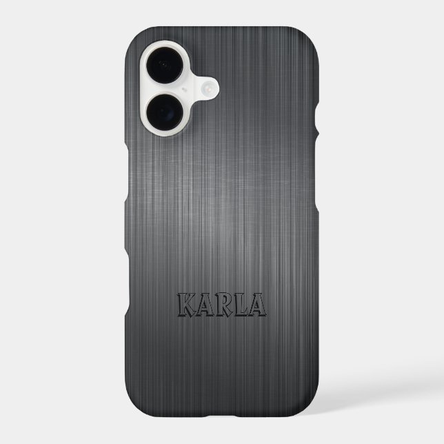 Modern Dark Grey Metallic Texture Monogram (Back)
