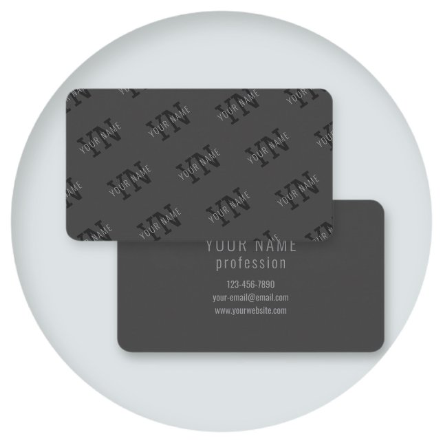 Modern Dark Grey Monogrammed Name (or other text) Business Card (Creator Uploaded)