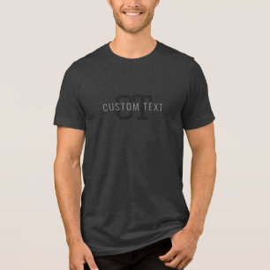 Modern Dark Grey Monogrammed Name (or other text) Tri-Blend Shirt