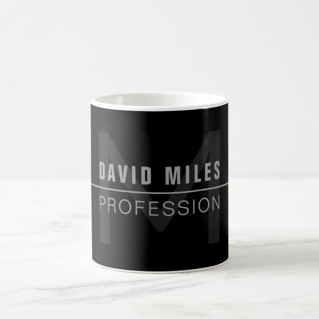 Modern Dark Grey Professional Name  Coffee Mug (Center)