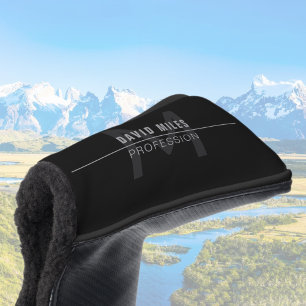 Modern Dark Grey Professional Name  Golf Head Cover