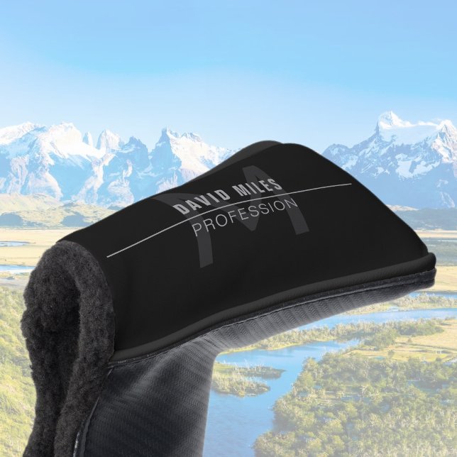 Modern Dark Grey Professional Name  Golf Head Cover (Creator Uploaded)