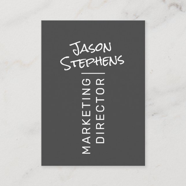 Modern Dark Grey Simple Hand Lettered Minimalist Business Card (Front)