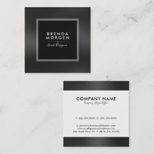 Modern Dark-Grey Slick Background Square Business Card