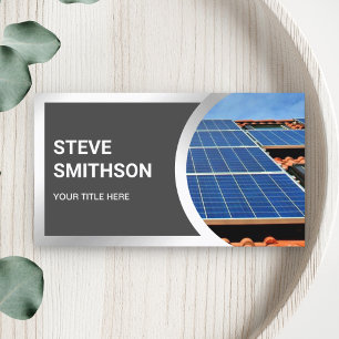 Modern Dark Grey Steel Rooftop Solar Panels Business Card