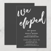 Modern Dark Grey We Eloped Wedding Reception