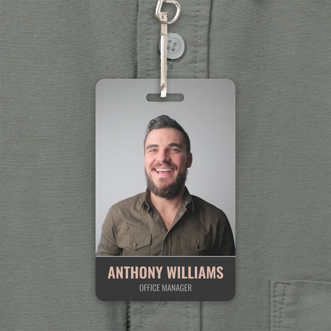 Modern Dark Large Photo Employee ID Badge (Creator Uploaded)