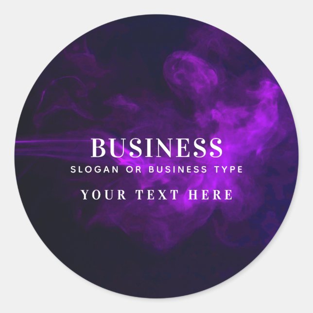 Modern Dark & Moody Purple Smoke Business Classic Round Sticker (Front)