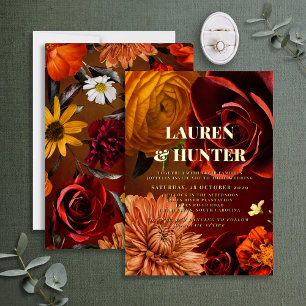 Modern Dark Moody Sunset Floral Wedding Gold