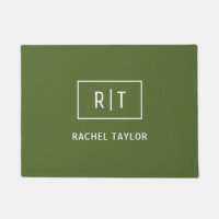 Modern Dark Olive Green Monogram