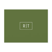 Modern Dark Olive Green Monogram