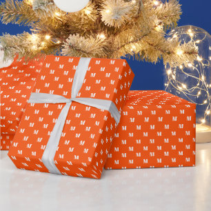 Modern dark orange custom monogram initial letter wrapping paper