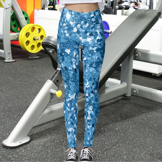 Modern Dark Pastel Light Azure Sparkling Glitter Leggings (Creator Uploaded)