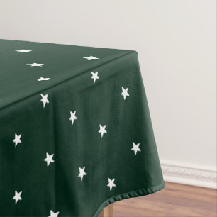 Modern dark pie green white stars pattern holiday tablecloth