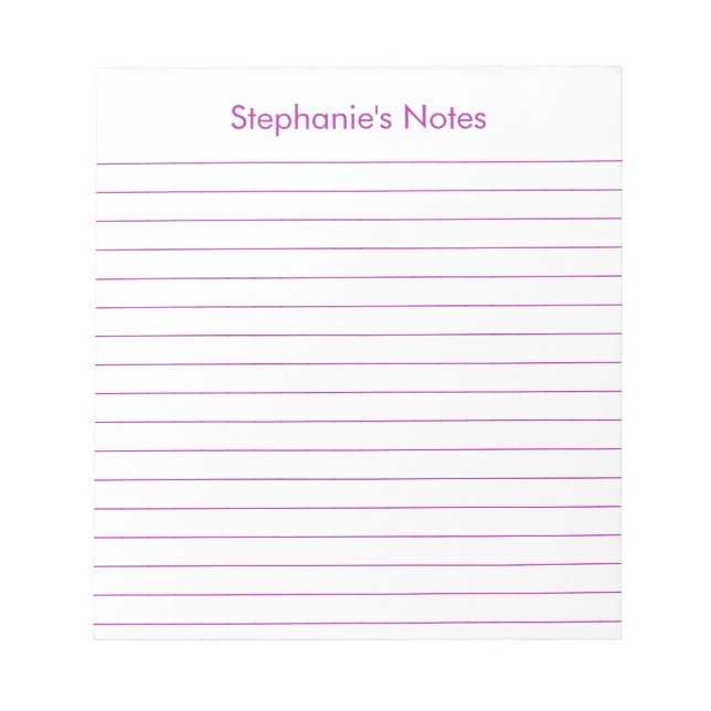 Modern Dark Pink Lined Personalised Notepad (Front)