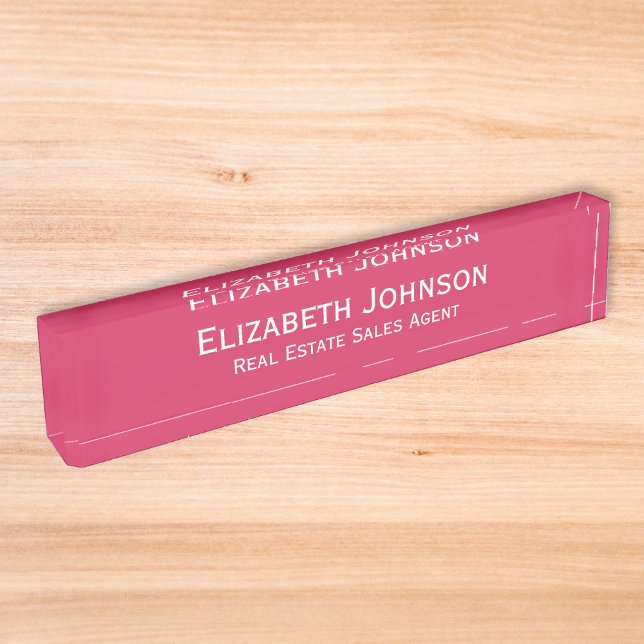 Modern Dark Pink Professional Business Executive Nameplate (Modern Dark Pink Professional Business Executive Desk Name Plate)