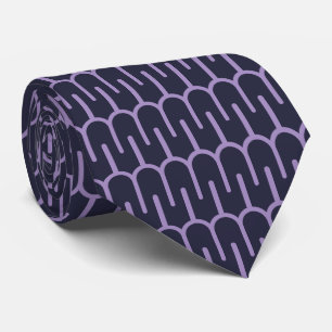 Modern Dark Purple Geometric Design Neck Tie