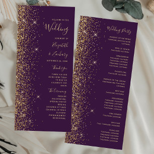 Modern Dark Purple Gold Glitter Wedding