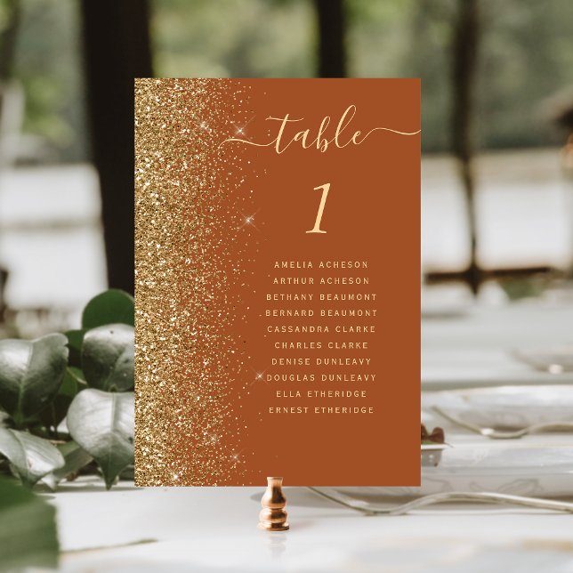 Modern Dark Purple Gold Glitter Wedding Table Number (Creator Uploaded)