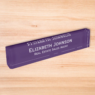 Modern Dark Purple Professional Business Executive Nameplate