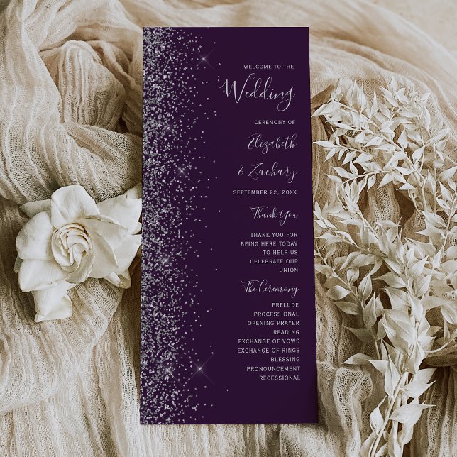 Modern Dark Purple Silver Glitter Edge Wedding (Creator Uploaded)