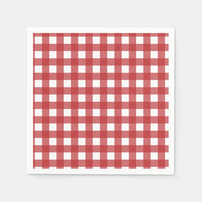 Modern Dark red and light white gingham pattern Napkin (Front)