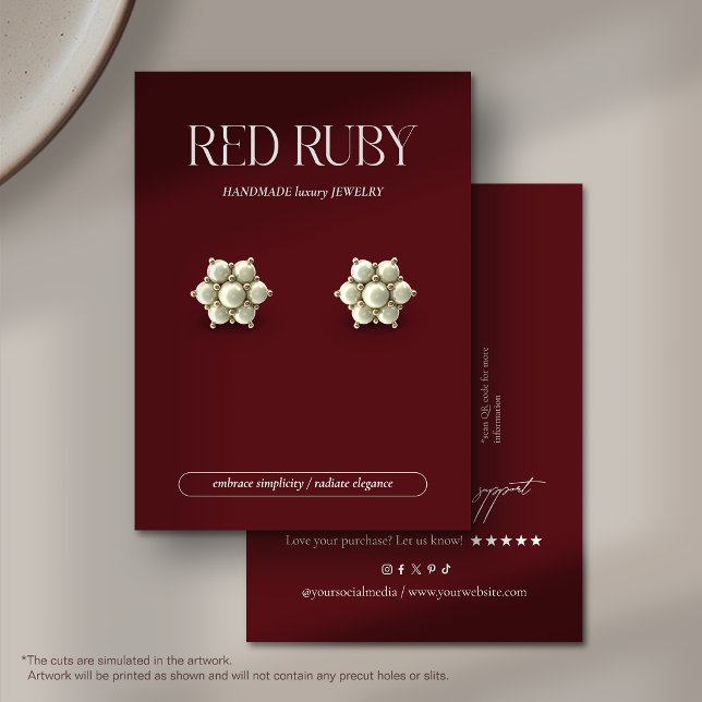 Modern Dark Red Earring Display Card (Creator Uploaded)