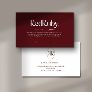 Modern Dark Red Minimalist Business Card