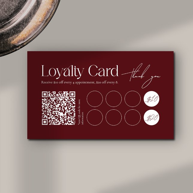 Modern Dark Red Minimalist Loyalty Card (Creator Uploaded)