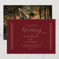 Modern Dark Red Minimalist Wedding Invitation