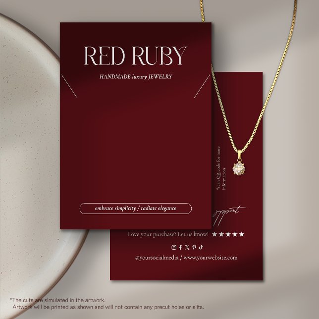 Modern Dark Red Necklace Display Card (Creator Uploaded)