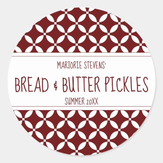 Modern Dark Red & White Canning Label (Front)