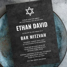 Modern dark rough texture bar mitzvah
